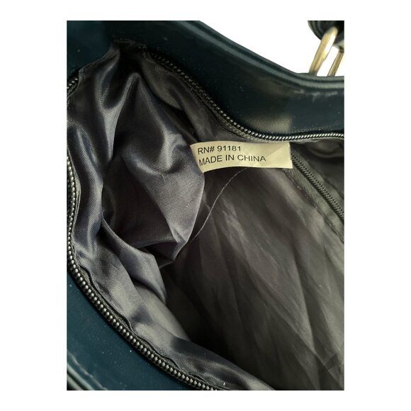 VTG Western-Inspired Dark Navy Blue Denim & Faux Leather Handbag - Picture 7 of 7